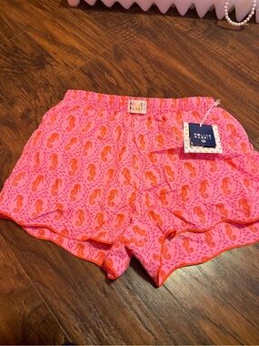 Roller Rabbit Pink Shorts with Orange Seahorse Print